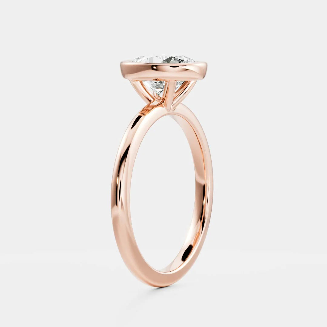 1.0CT Bezel Set Oval Cut Lab Grown Diamond Solitaire Engagement Ring