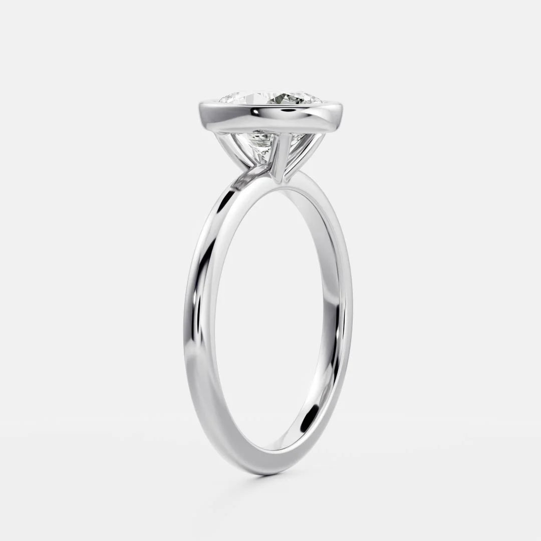 1.0CT Bezel Set Oval Cut Lab Grown Diamond Solitaire Engagement Ring