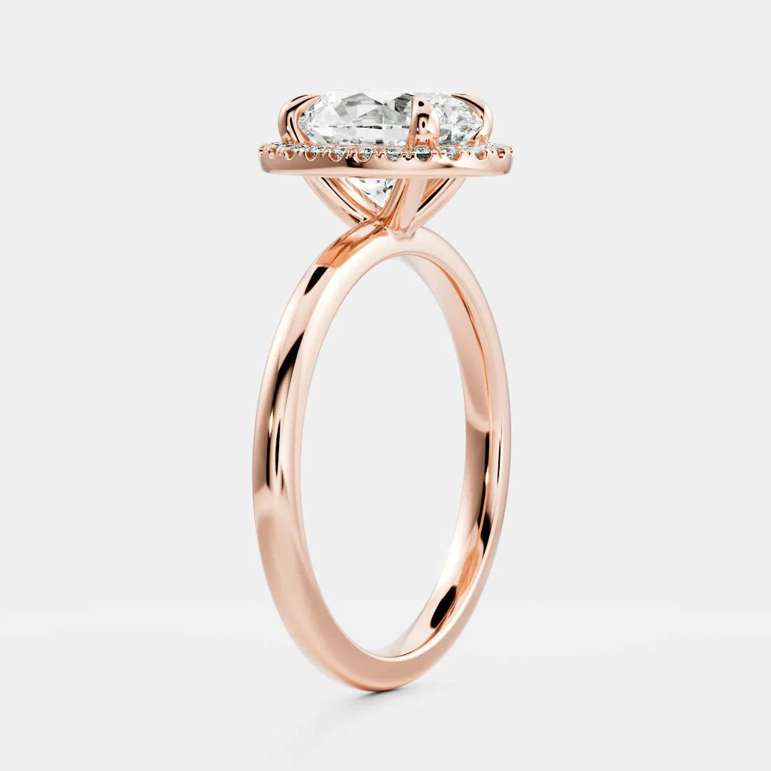 1.0CT Oval Lab Grown Diamond Halo Solitaire Engagement Ring