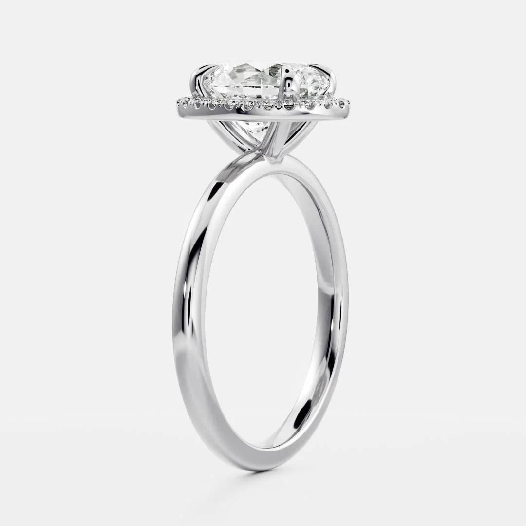 1.0CT Oval Lab Grown Diamond Halo Solitaire Engagement Ring