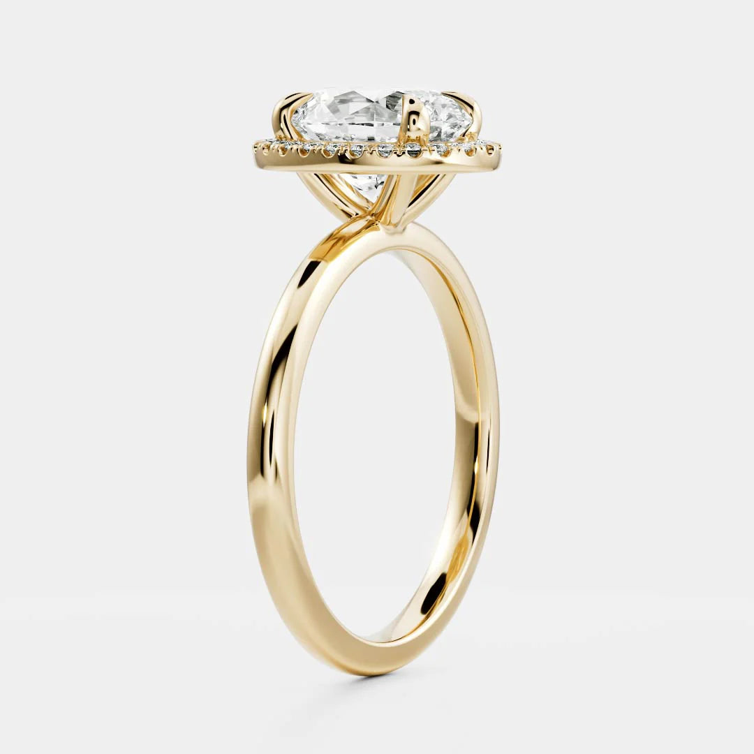 1.0CT Oval Lab Grown Diamond Halo Solitaire Engagement Ring