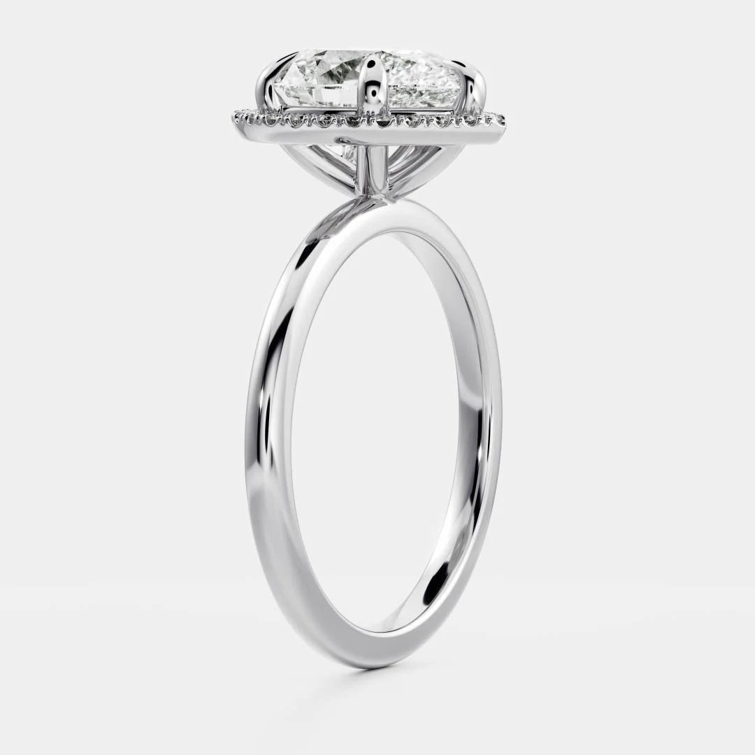 1.0CT Pear Lab Grown Diamond Halo Solitaire Engagement Ring