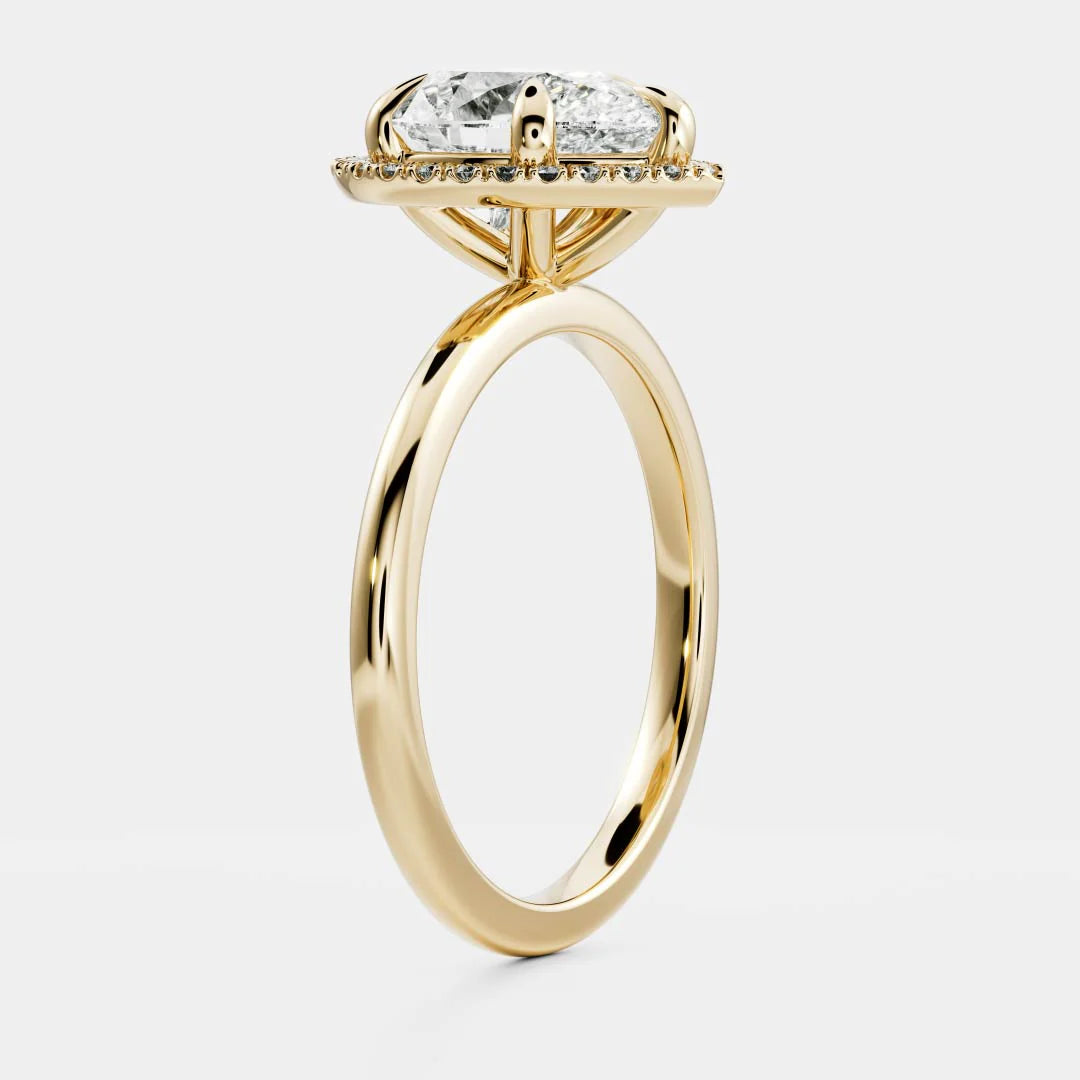 1.0CT Pear Lab Grown Diamond Halo Solitaire Engagement Ring