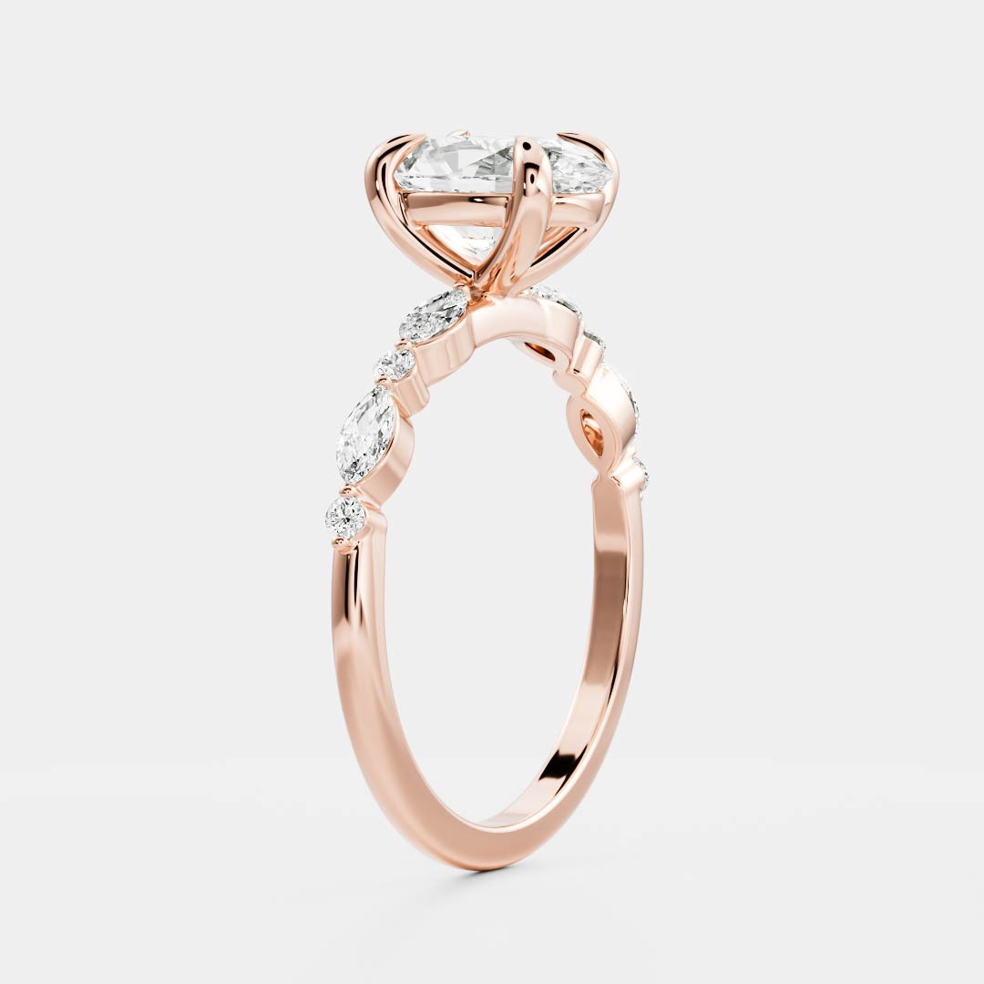 The Avery Ring - Oval With Marquise and Round Brilliant Band