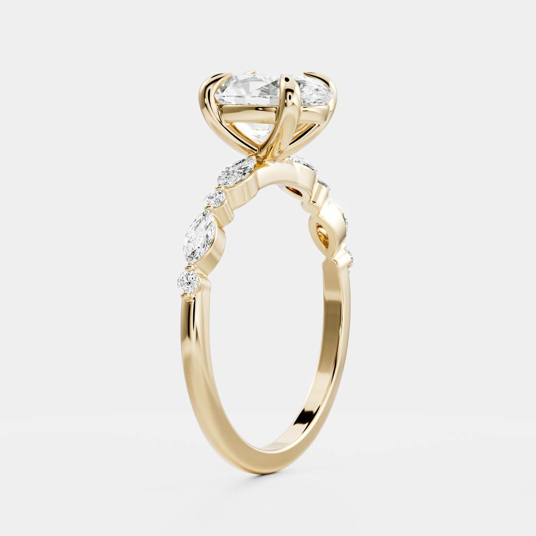 The Avery Ring - Oval With Marquise and Round Brilliant Band