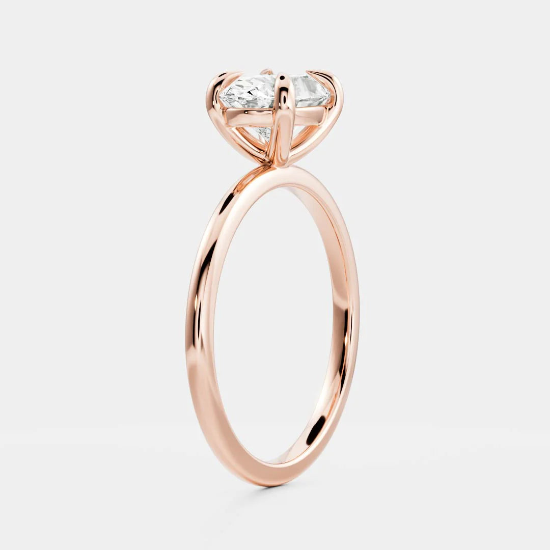 1.0CT East West Oval Lab Grown Diamond Solitaire Engagement Ring