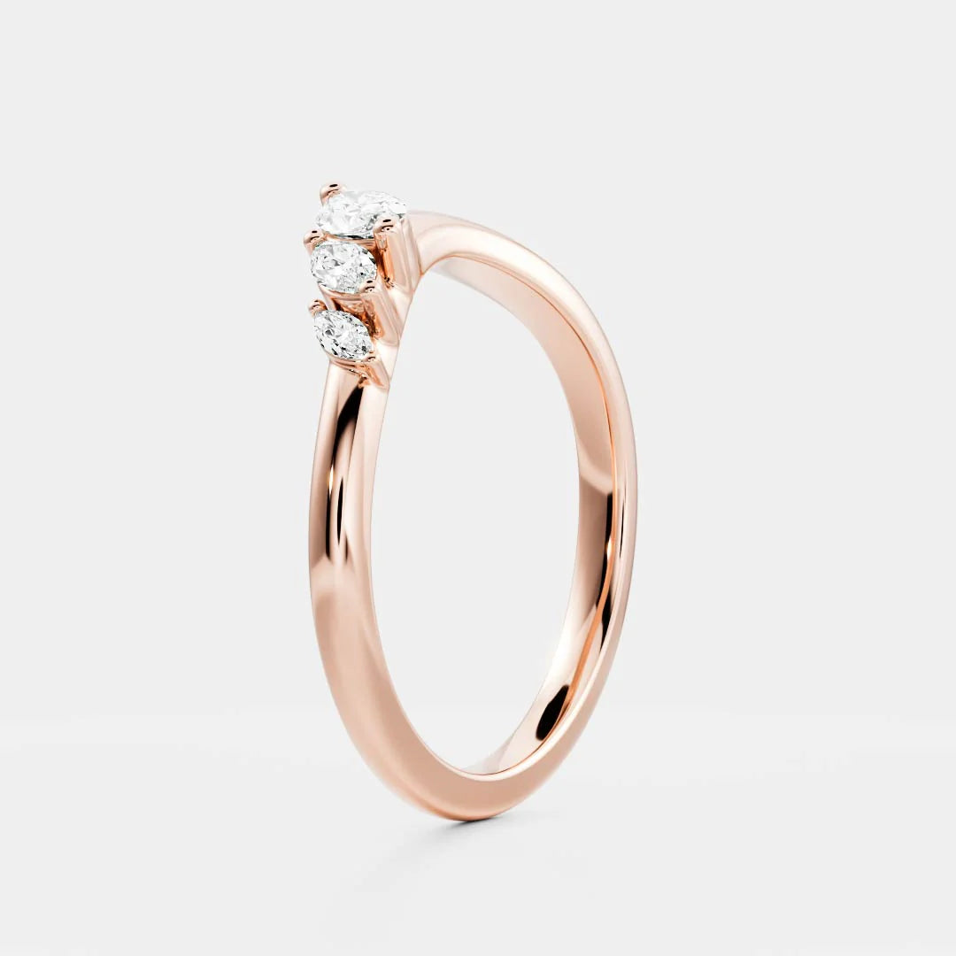 Marquise Lab Grown Diamond Curved Wedding Band