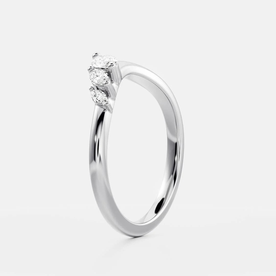 Marquise Lab Grown Diamond Curved Wedding Band