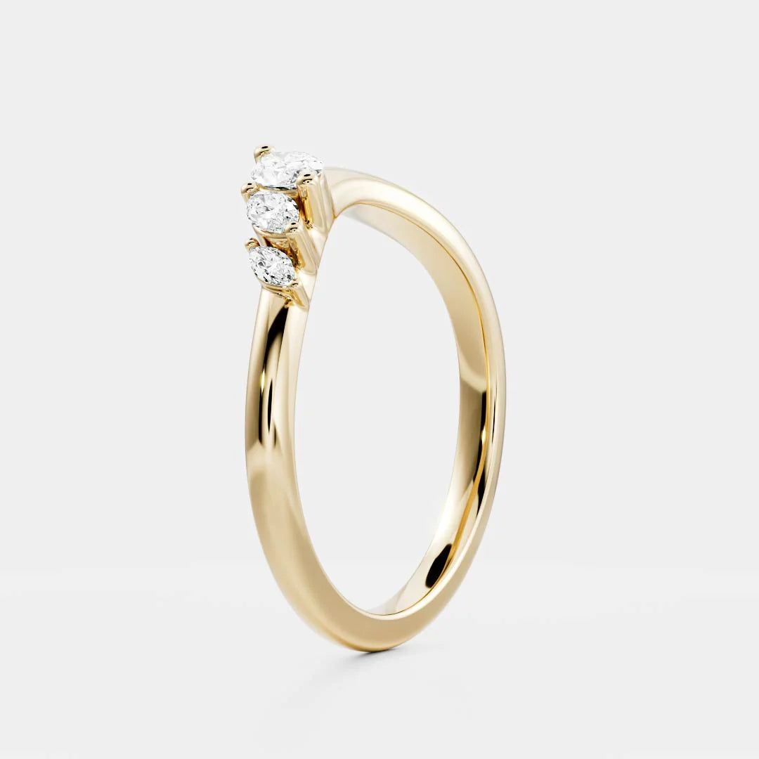 Marquise Lab Grown Diamond Curved Wedding Band