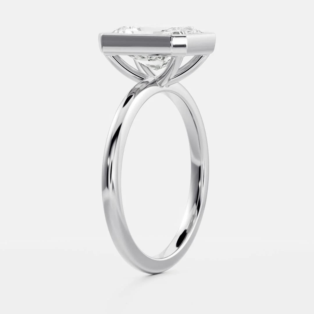 2.0CT Bezel Set Radiant Cut Lab Grown Diamond Solitaire Engagement Ring