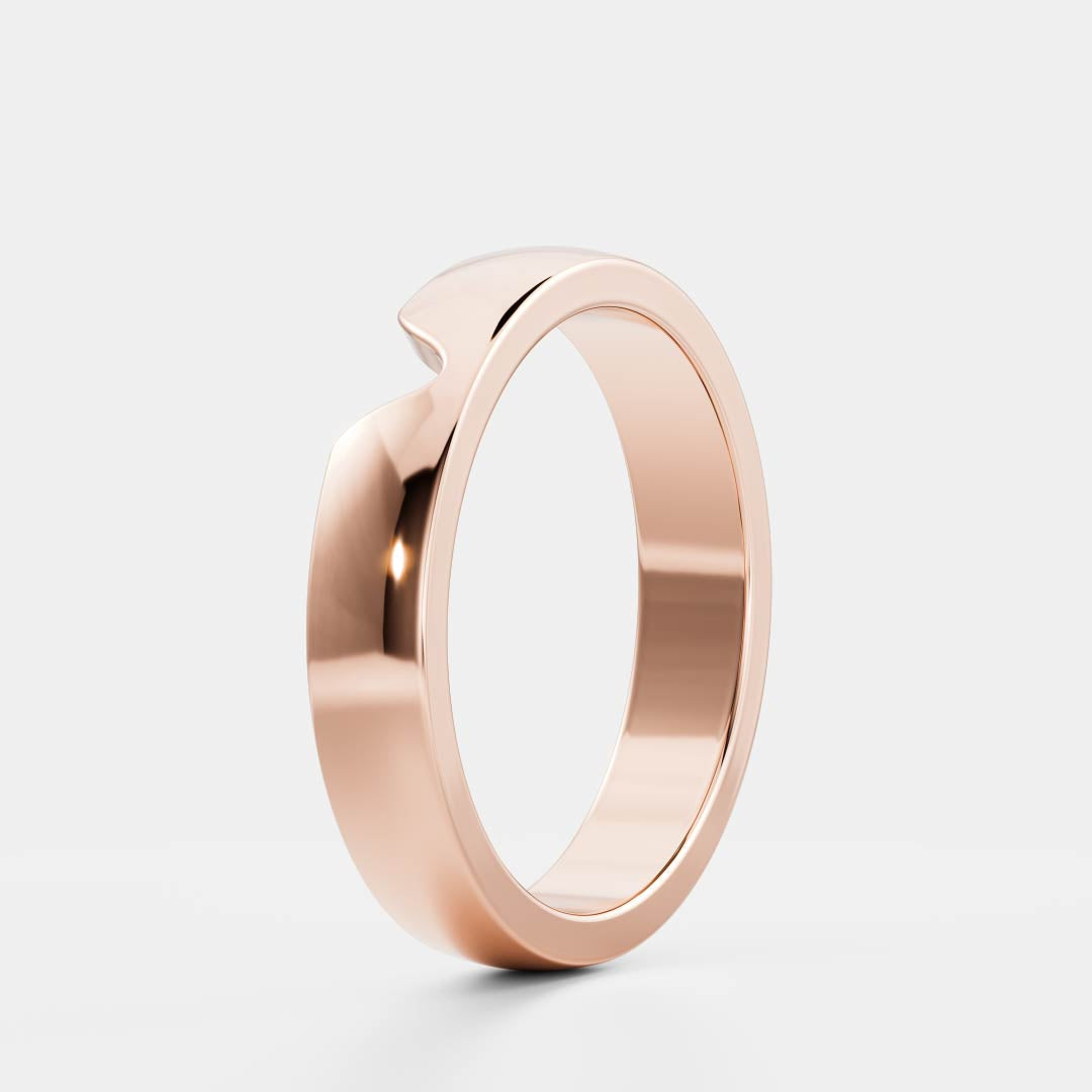 14K Solid Gold Comfort Fit Chevron Men's Wedding Band