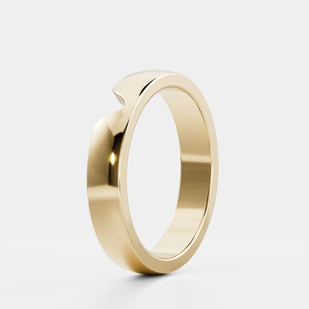 14K Solid Gold Comfort Fit Chevron Men's Wedding Band
