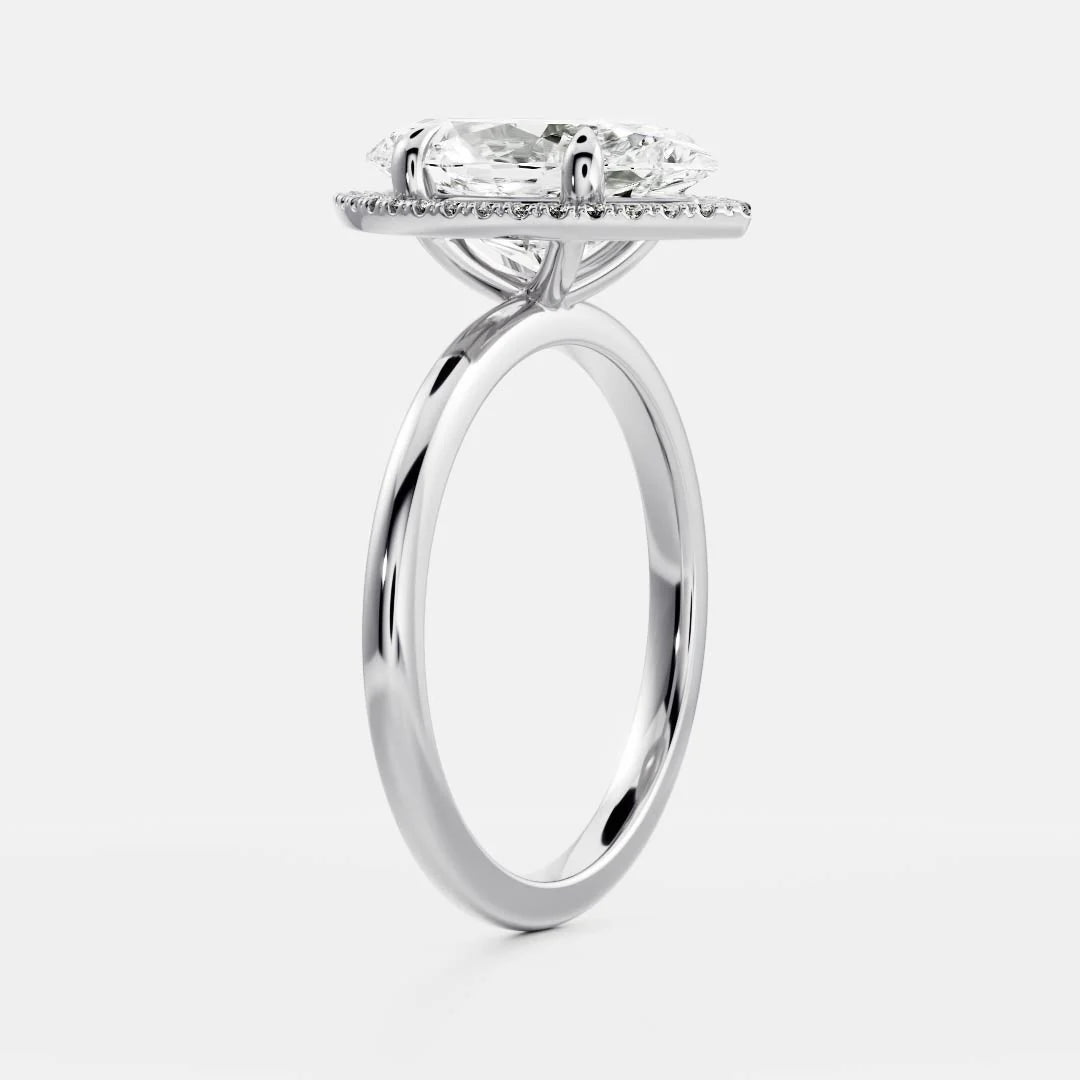 1.0CT Marquise Lab Grown Diamond Halo Solitaire Engagement Ring