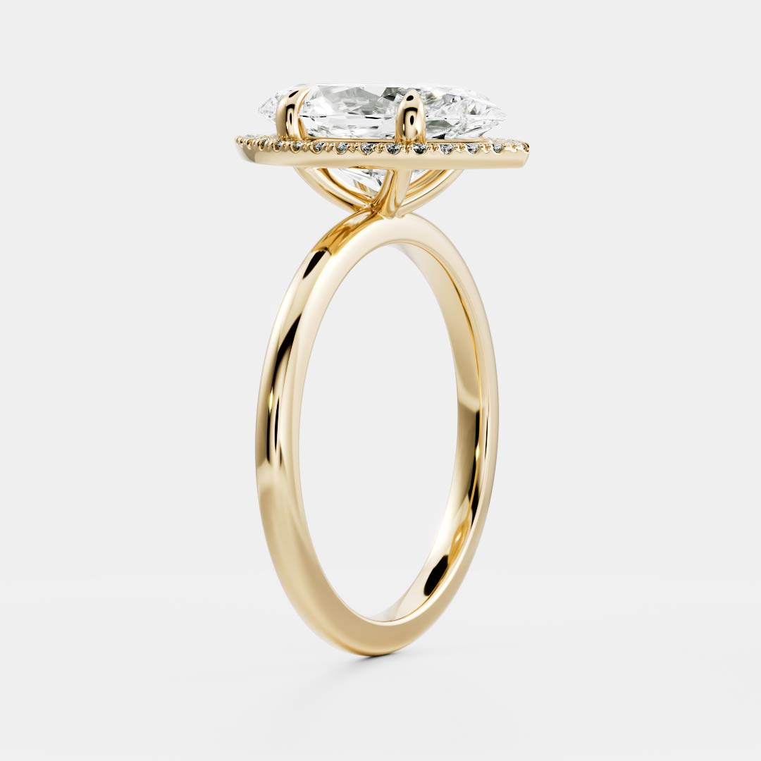 1.0CT Marquise Lab Grown Diamond Halo Solitaire Engagement Ring