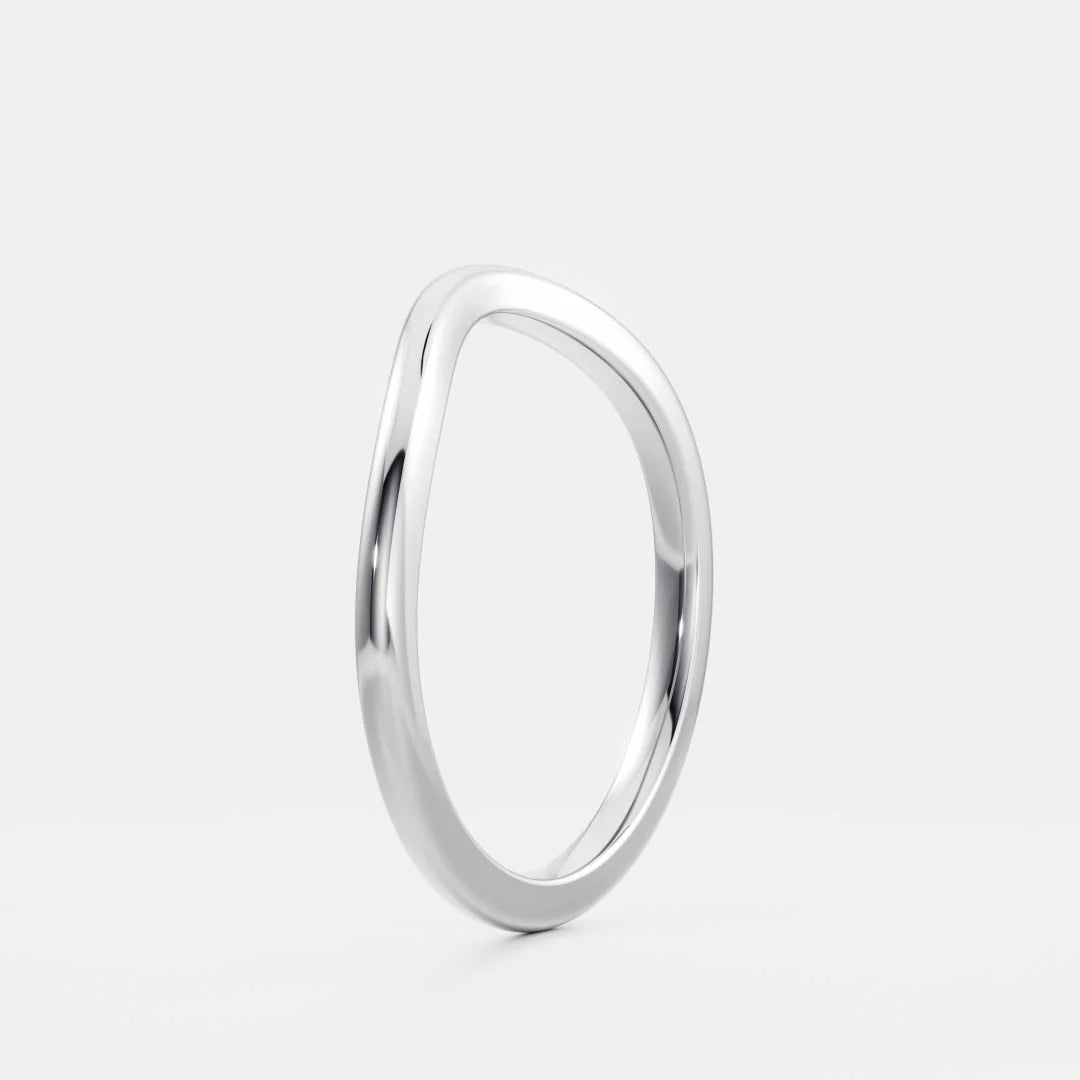 14K Solid Gold Plain Classic Curved Wedding Band