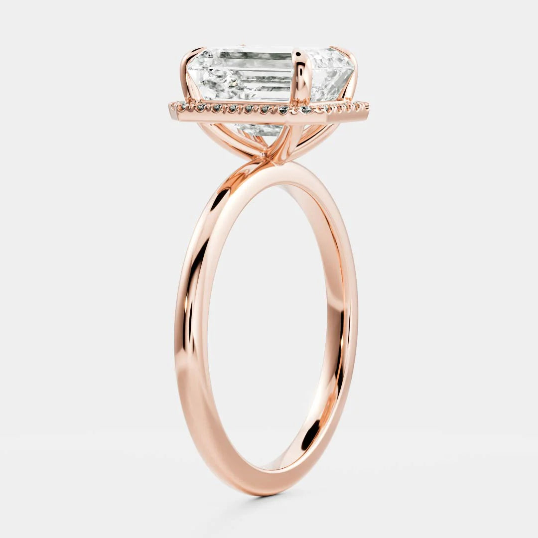 2.0CT Emerald Lab Grown Diamond Halo Solitaire Engagement Ring