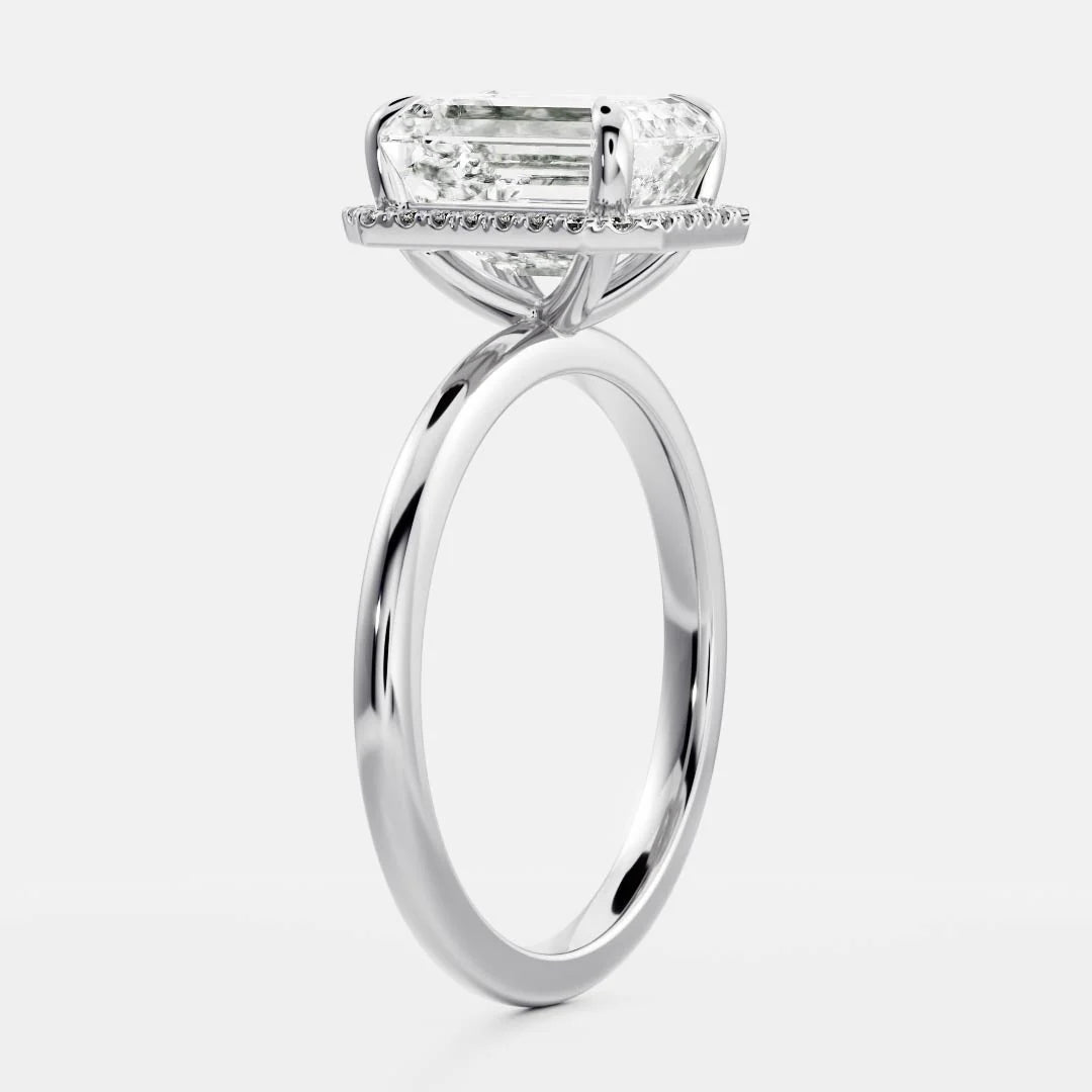 2.0CT Emerald Lab Grown Diamond Halo Solitaire Engagement Ring