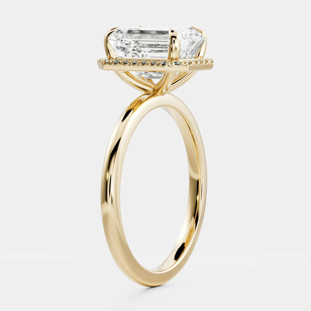 2.0CT Emerald Lab Grown Diamond Halo Solitaire Engagement Ring