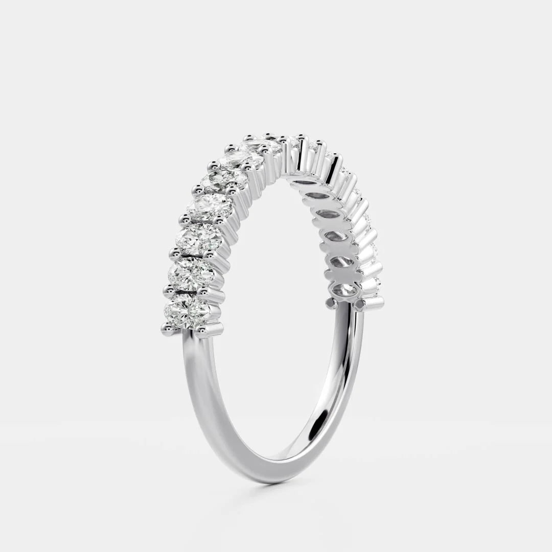 Oval Lab Grown Diamond Half Eternity Pave Wedding Band
