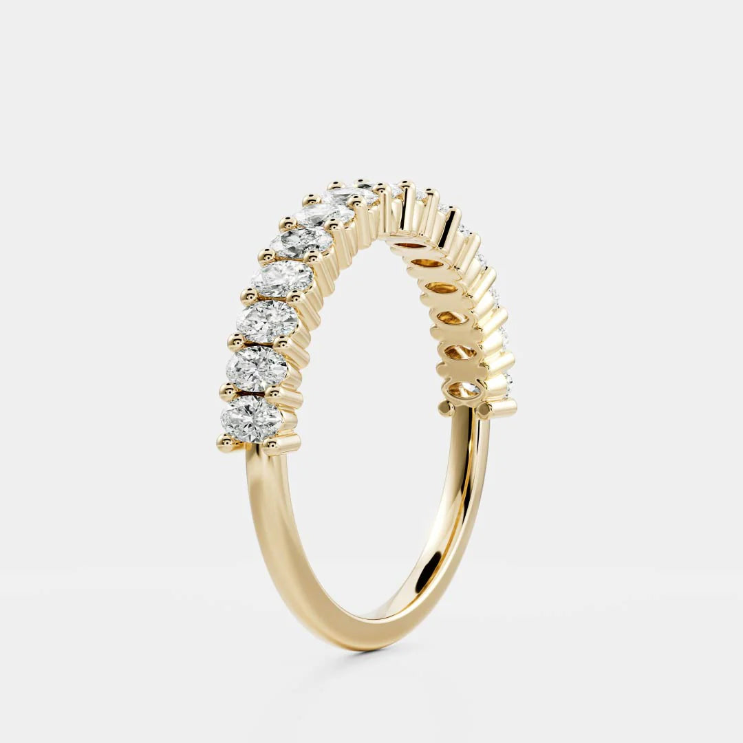 Oval Lab Grown Diamond Half Eternity Pave Wedding Band