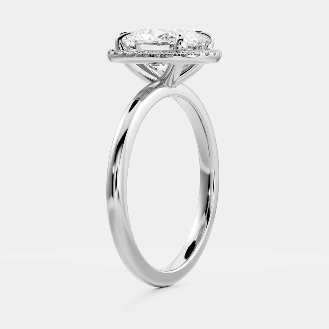 1.0CT Elongated Cushion Lab Grown Diamond Halo Solitaire Engagement Ring