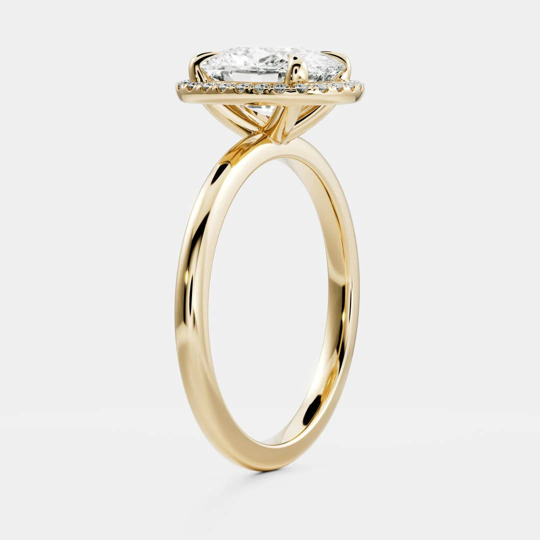 1.0CT Elongated Cushion Lab Grown Diamond Halo Solitaire Engagement Ring