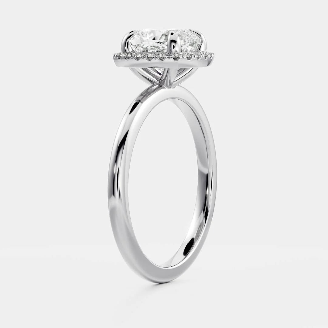 1.0CT Cushion Lab Grown Diamond Halo Solitaire Engagement Ring