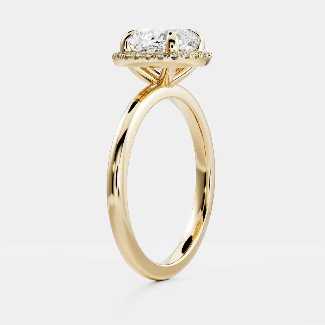 1.0CT Cushion Lab Grown Diamond Halo Solitaire Engagement Ring