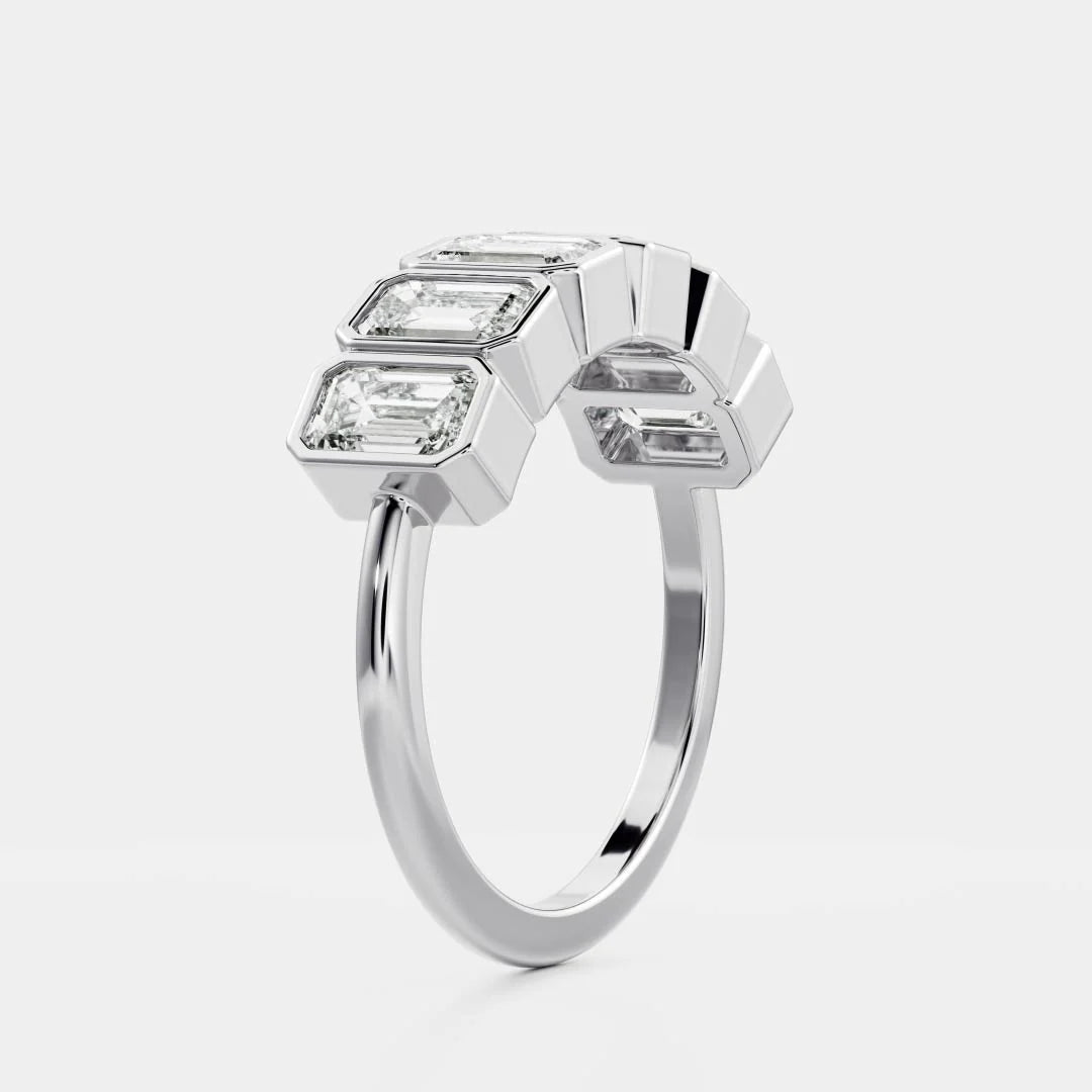 Emerald Cut Lab Grown Diamond Bezel Wedding Band