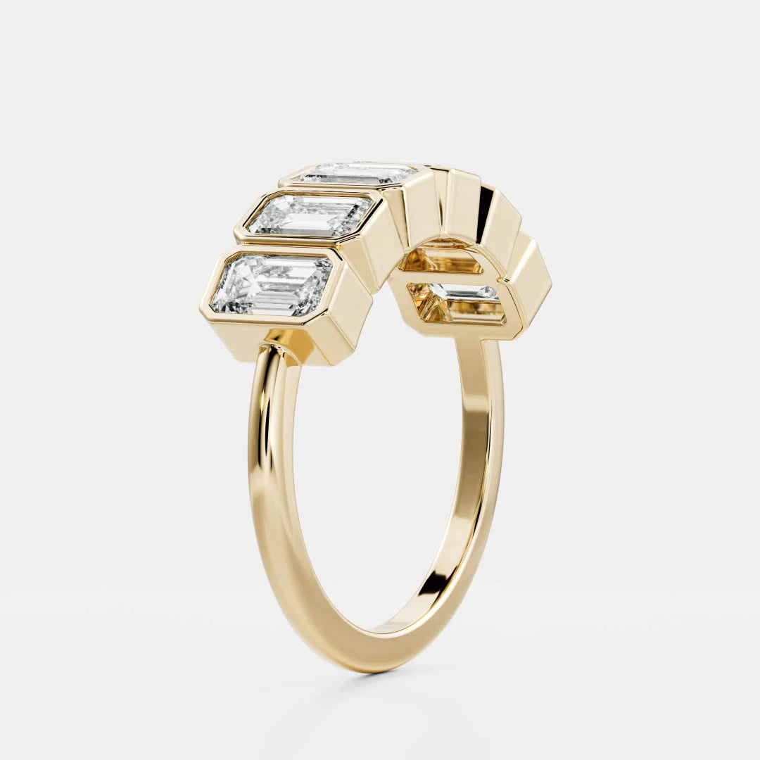 Emerald Cut Lab Grown Diamond Bezel Wedding Band