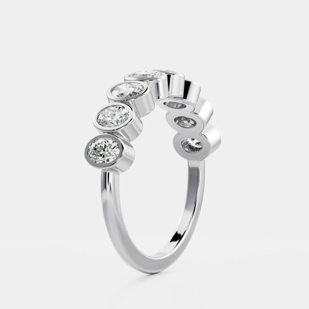 Oval Cut Lab Grown Diamond Bezel Wedding Band