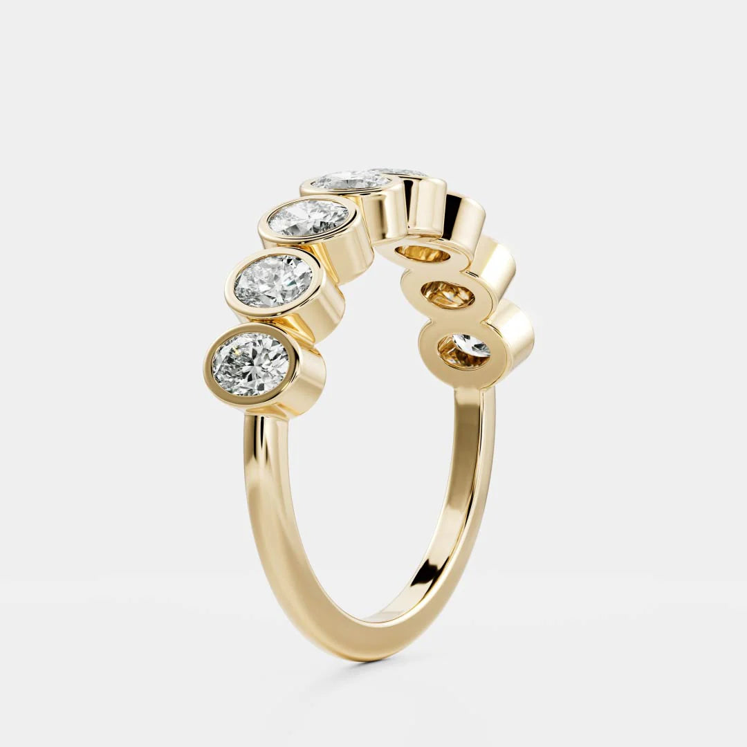 Oval Cut Lab Grown Diamond Bezel Wedding Band