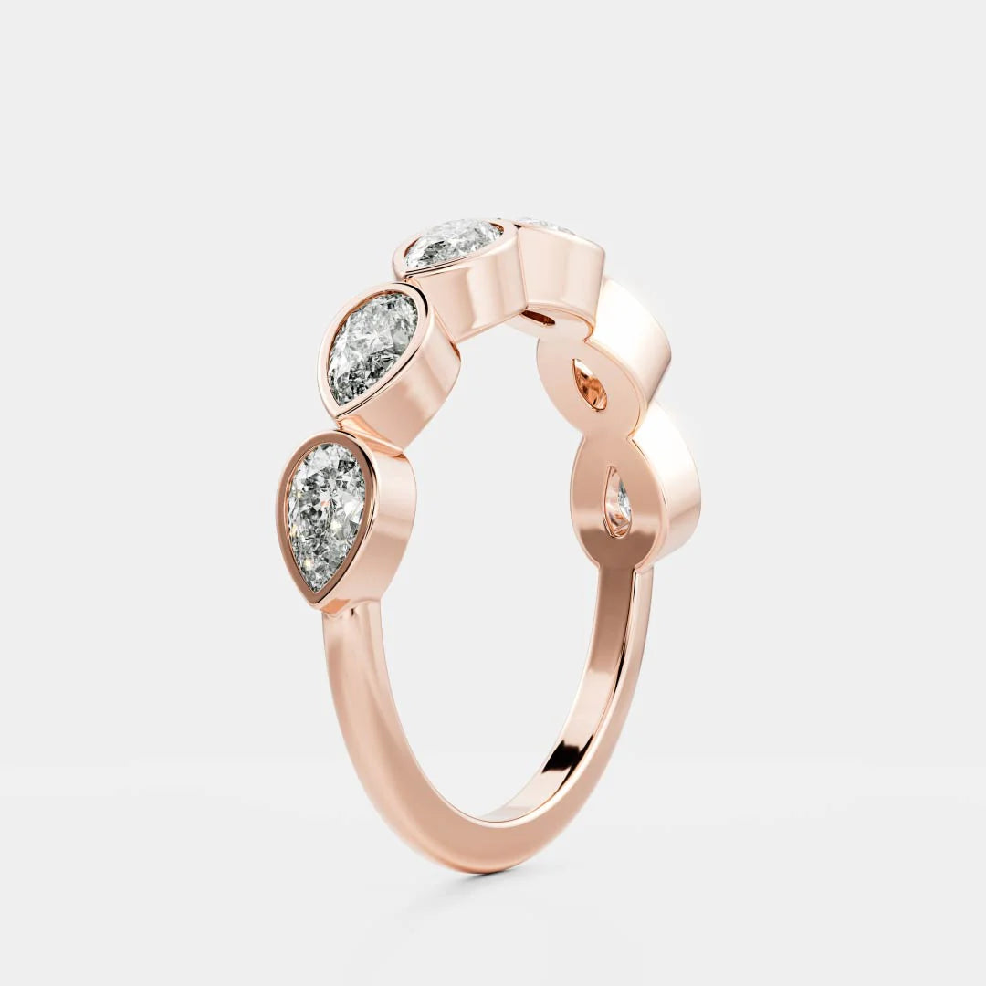 Pear Cut Lab Grown Diamond Bezel Wedding Band