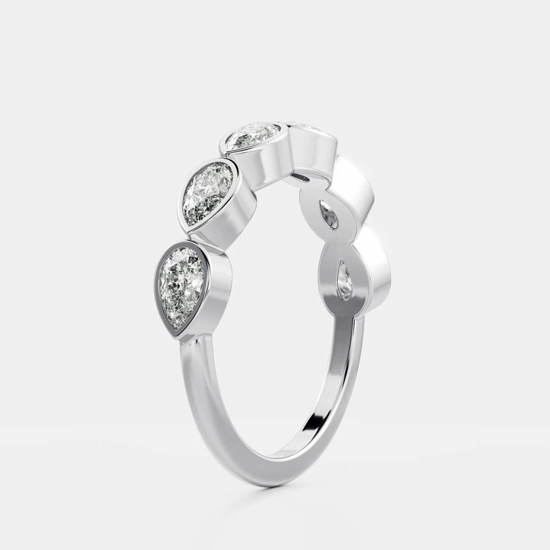 Pear Cut Lab Grown Diamond Bezel Wedding Band