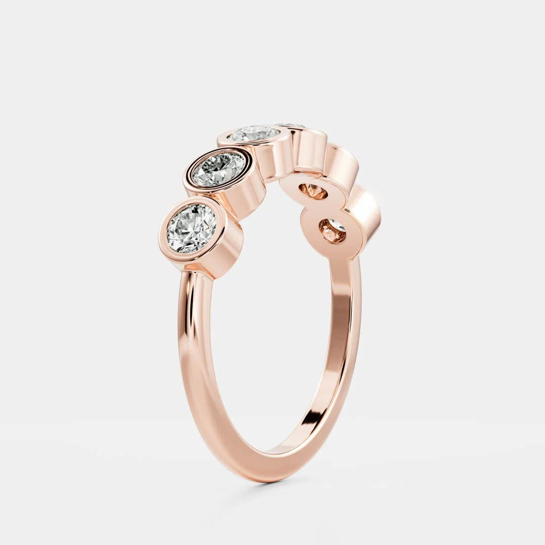Round Cut Lab Grown Diamond Bezel Wedding Band