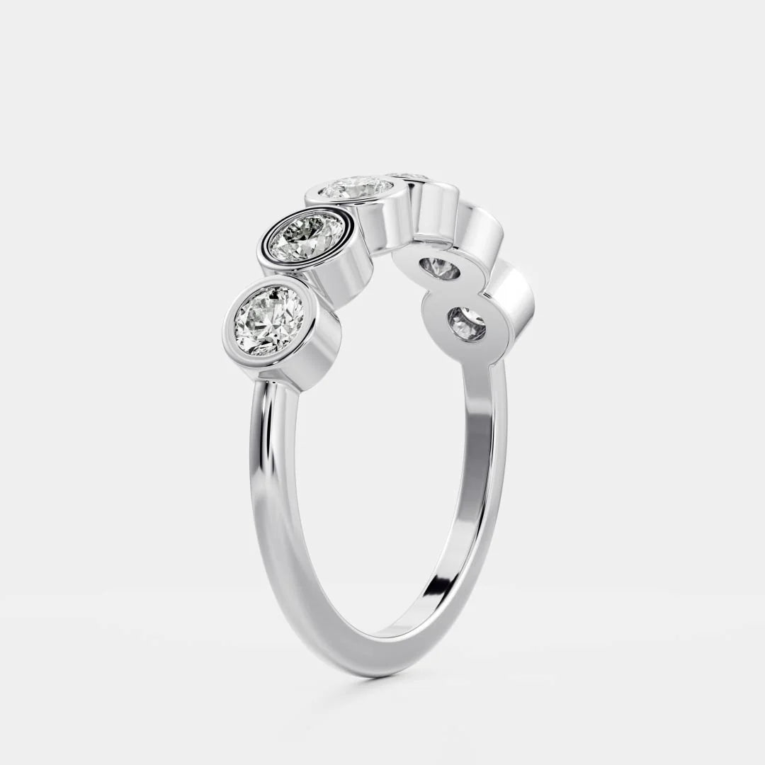 Round Cut Lab Grown Diamond Bezel Wedding Band