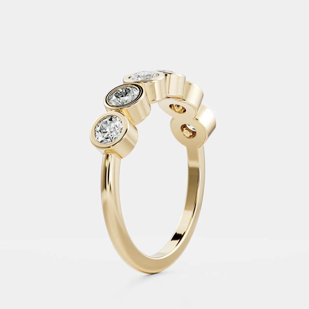 Round Cut Lab Grown Diamond Bezel Wedding Band