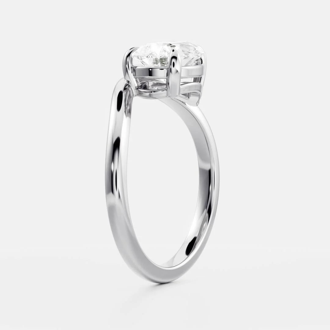 2.0CT East West Pear Lab Grown Diamond Curved Solitaire Unique Engagement Ring