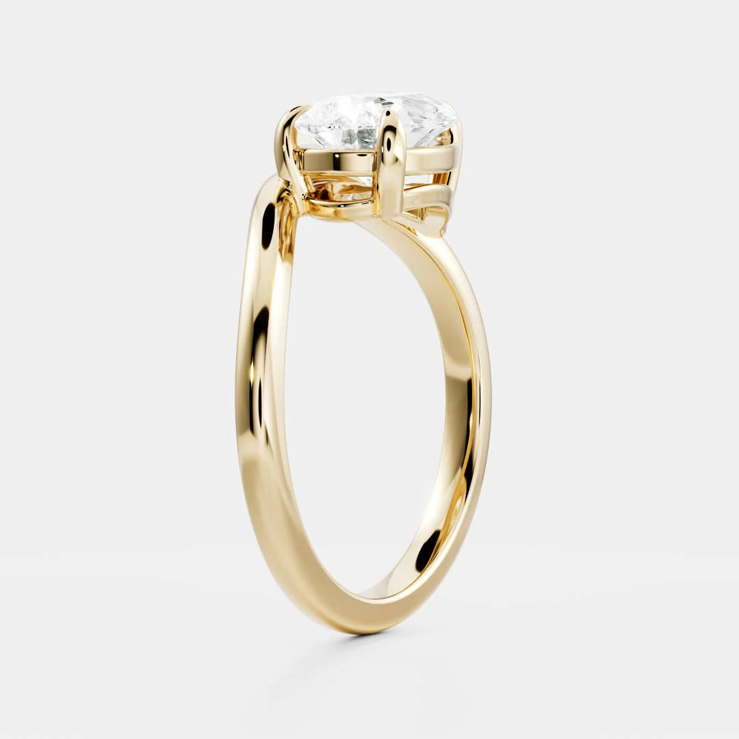 2.0CT East West Pear Lab Grown Diamond Curved Solitaire Unique Engagement Ring