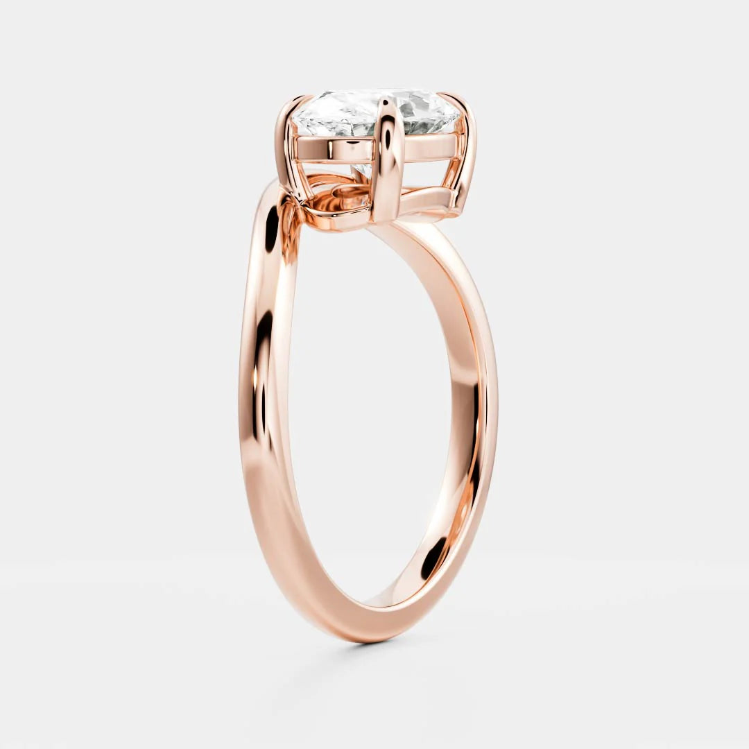 2.0CT East West Oval Lab Grown Diamond Curved Solitaire Unique Engagement Ring