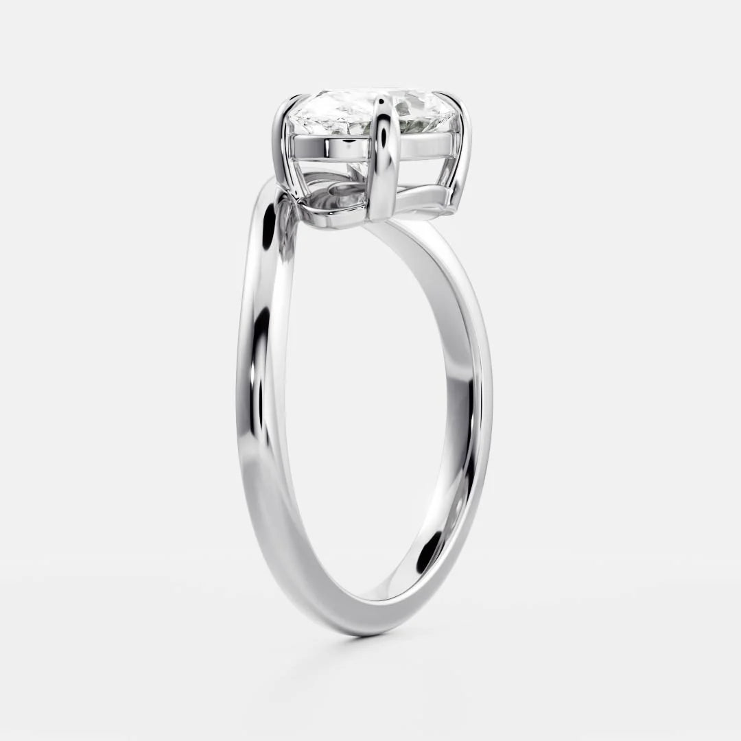 2.0CT East West Oval Lab Grown Diamond Curved Solitaire Unique Engagement Ring