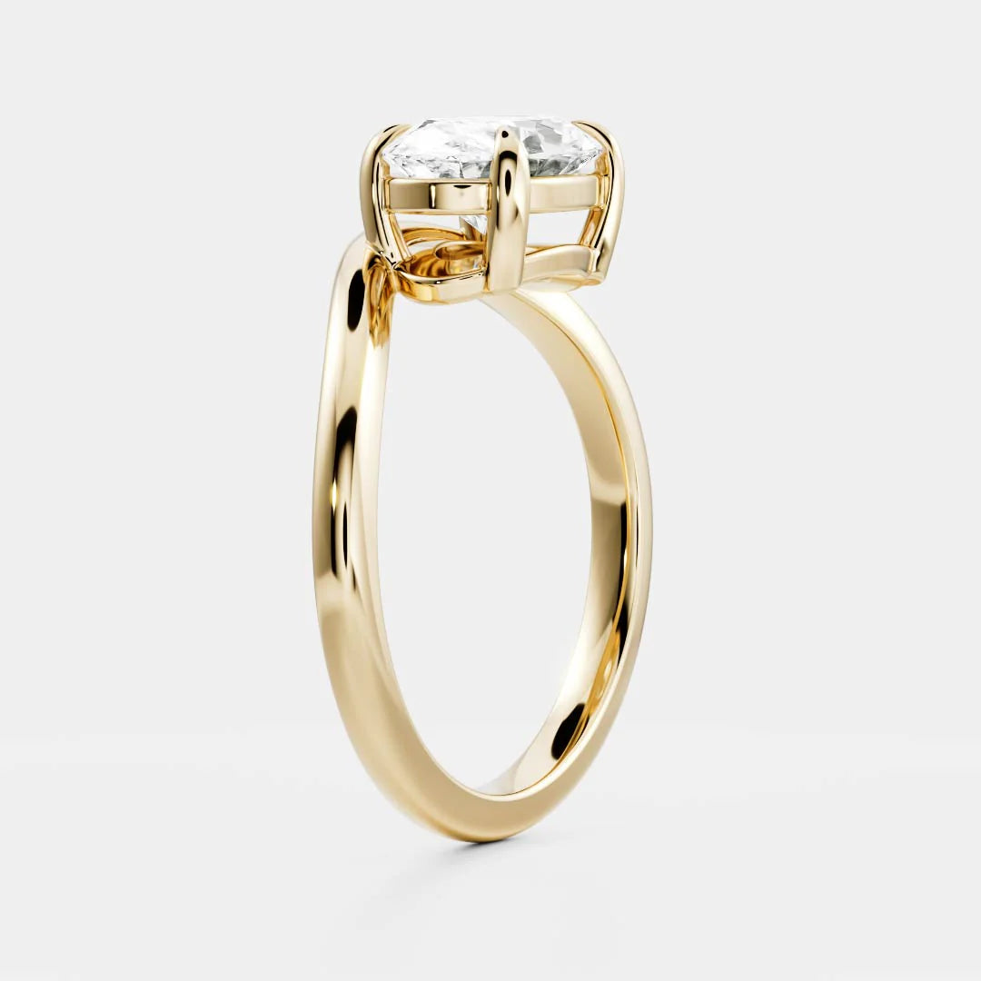 2.0CT East West Oval Lab Grown Diamond Curved Solitaire Unique Engagement Ring