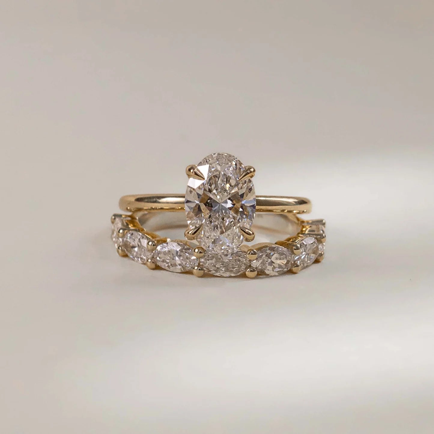 Horizontal Oval Lab Grown Diamond Wedding Band