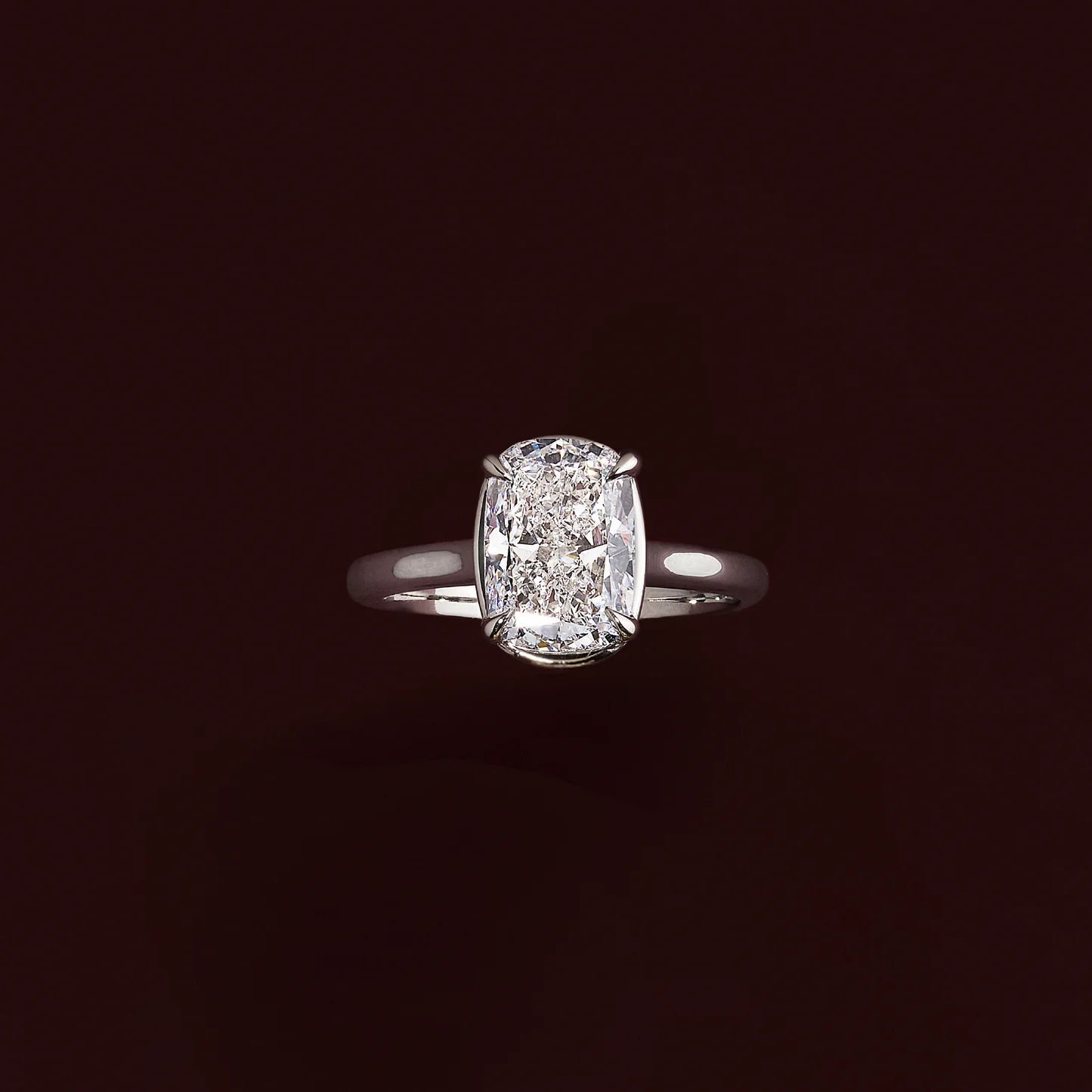 1.50CT Bezel Set Elongated Cushion Cut Lab Grown Diamond Solitaire Engagement Ring