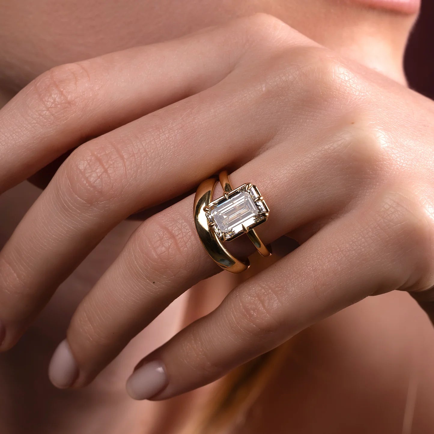 2.50CT Emerald Cut Lab Grown Diamond Bezel Solitaire Engagement Ring