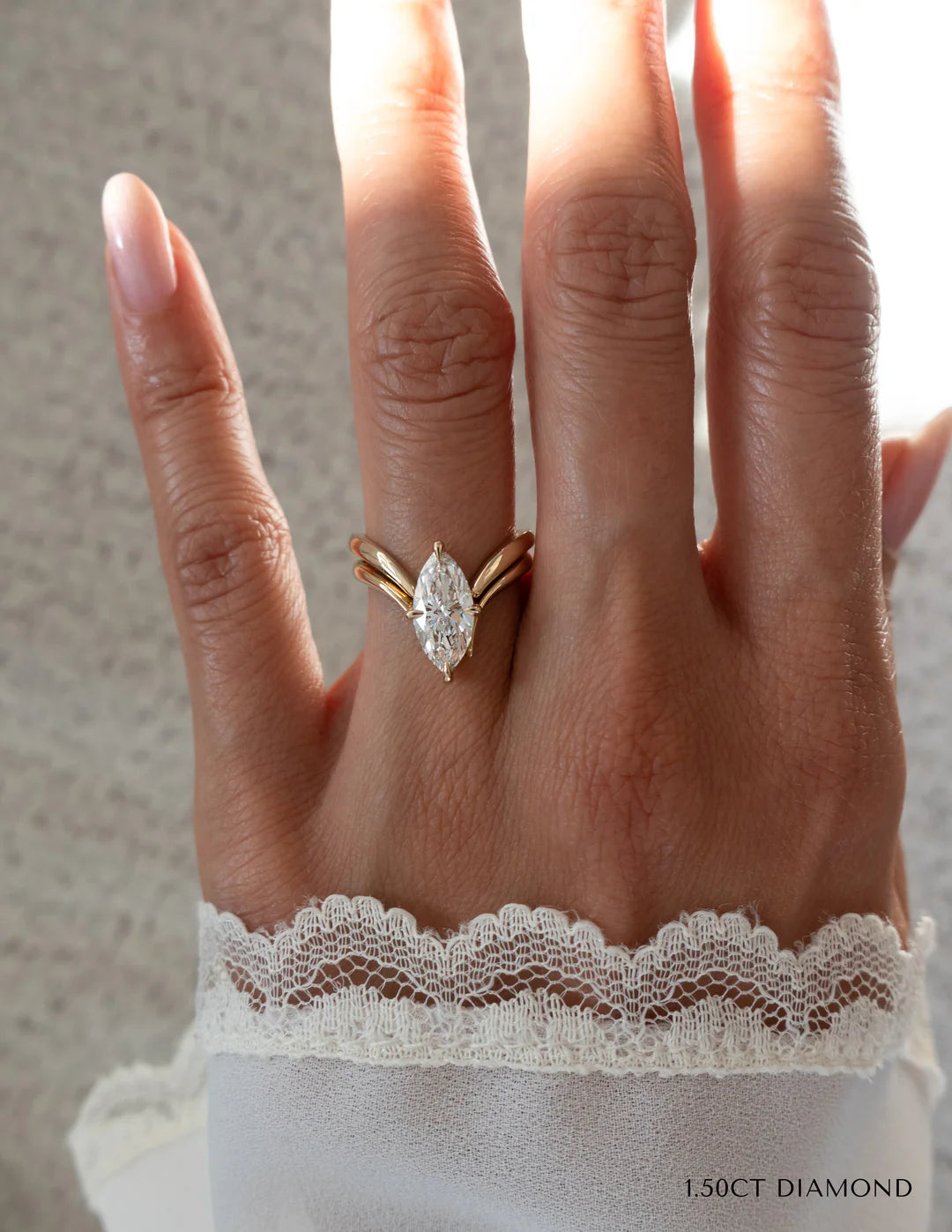 2.0CT Marquise Lab Grown Diamond Unique Ring With Matching Band
