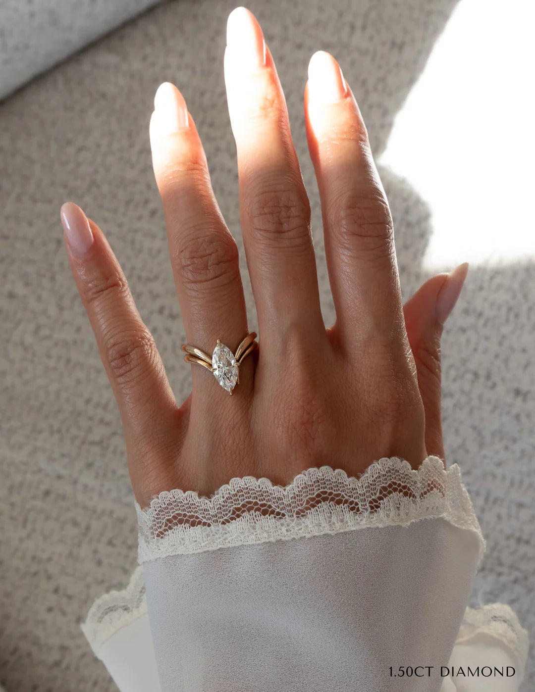 2.0CT Marquise Lab Grown Diamond Unique Ring With Matching Band