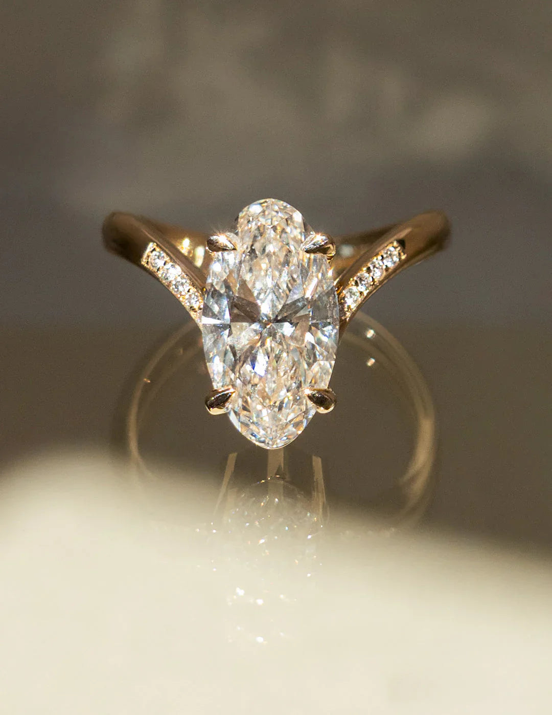 2.0CT Oval Lab Grown Diamond Unique Ring With Open Cuff Diamond Band