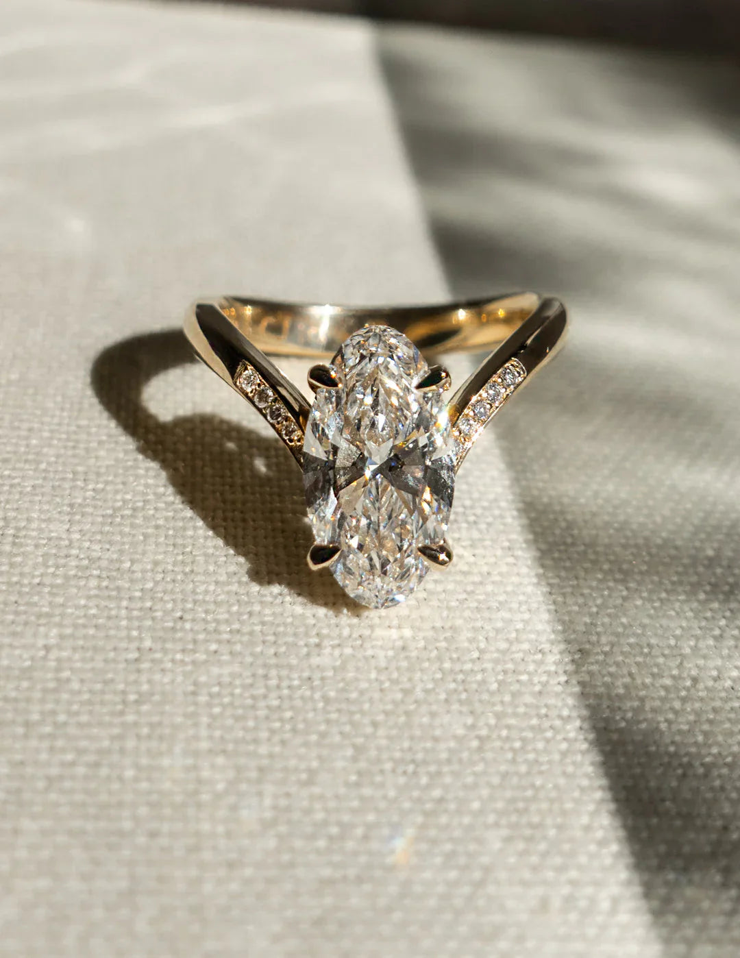 2.0CT Oval Lab Grown Diamond Unique Ring With Open Cuff Band