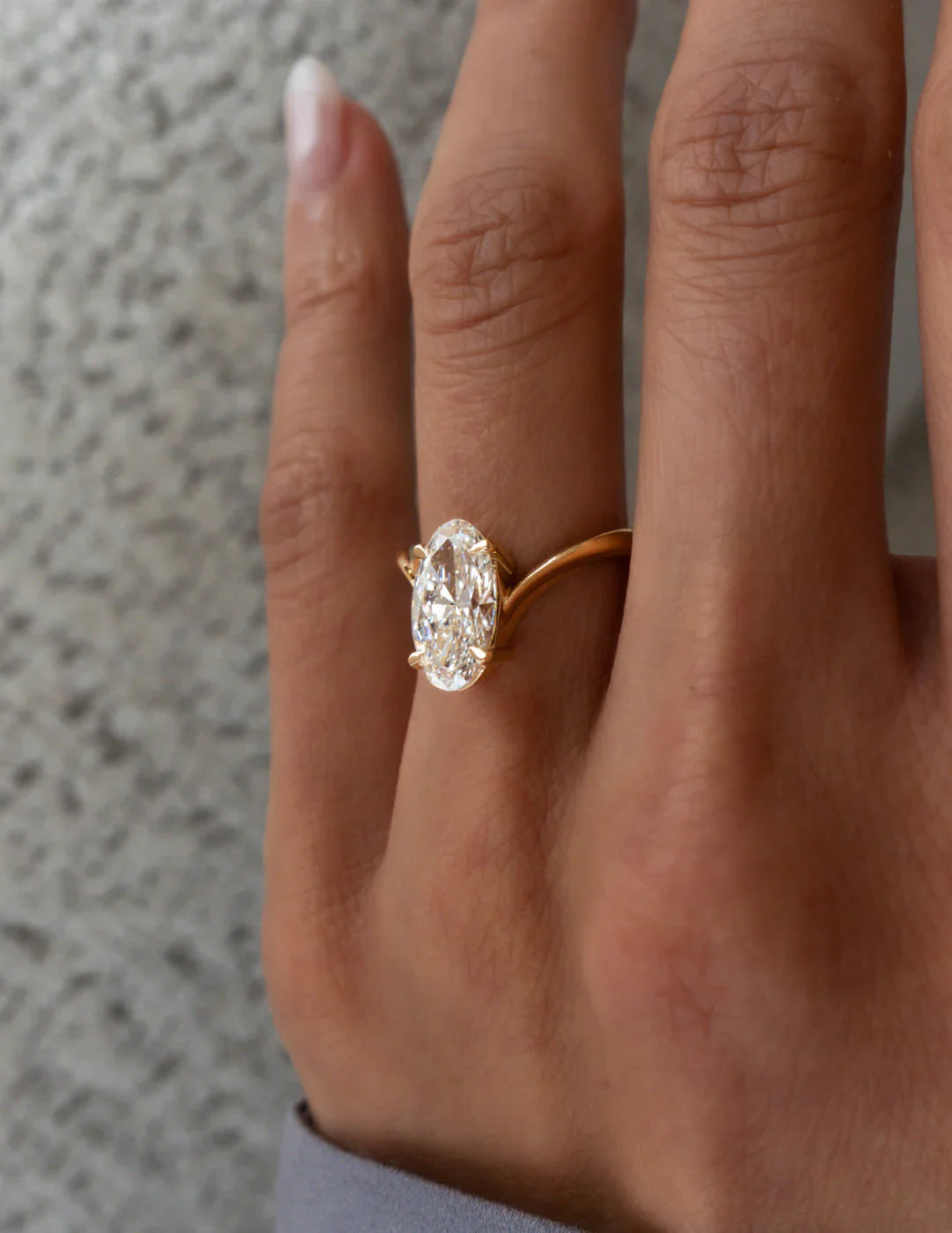 2.0CT Oval Cut Lab Grown Diamond Unique Ring With Open Cuff Band